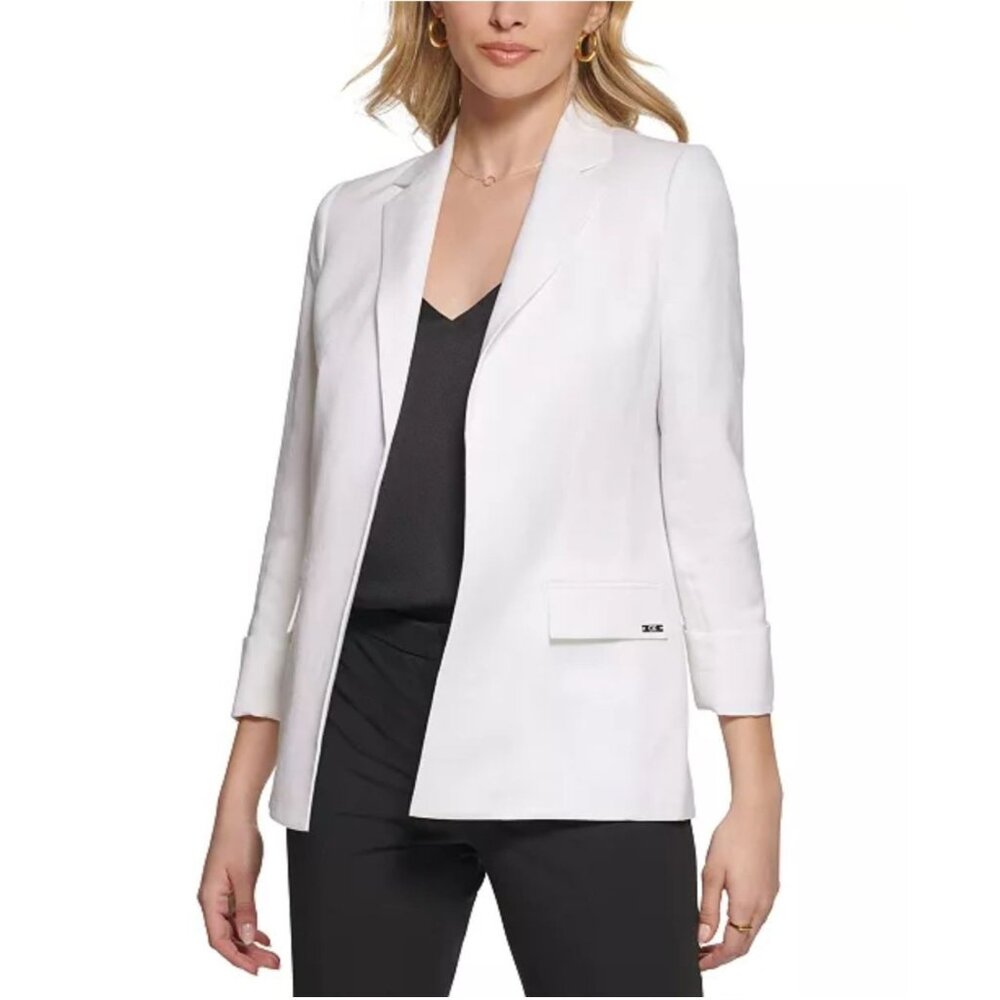 Calvin Klein Open Front Linen Jacket EUC